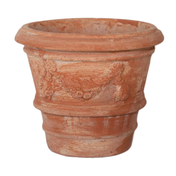 VASO TONDO festonato in terracotta toscana