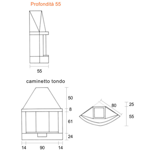 CAMINETTO ANGOLARE TONDO GHISA Prof. 55 - immagine 2